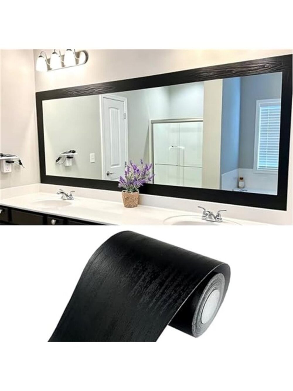 Black Wood Grain Peel Stick Wallpaper Border Waterproof Wall Sticker Kitchen Tub